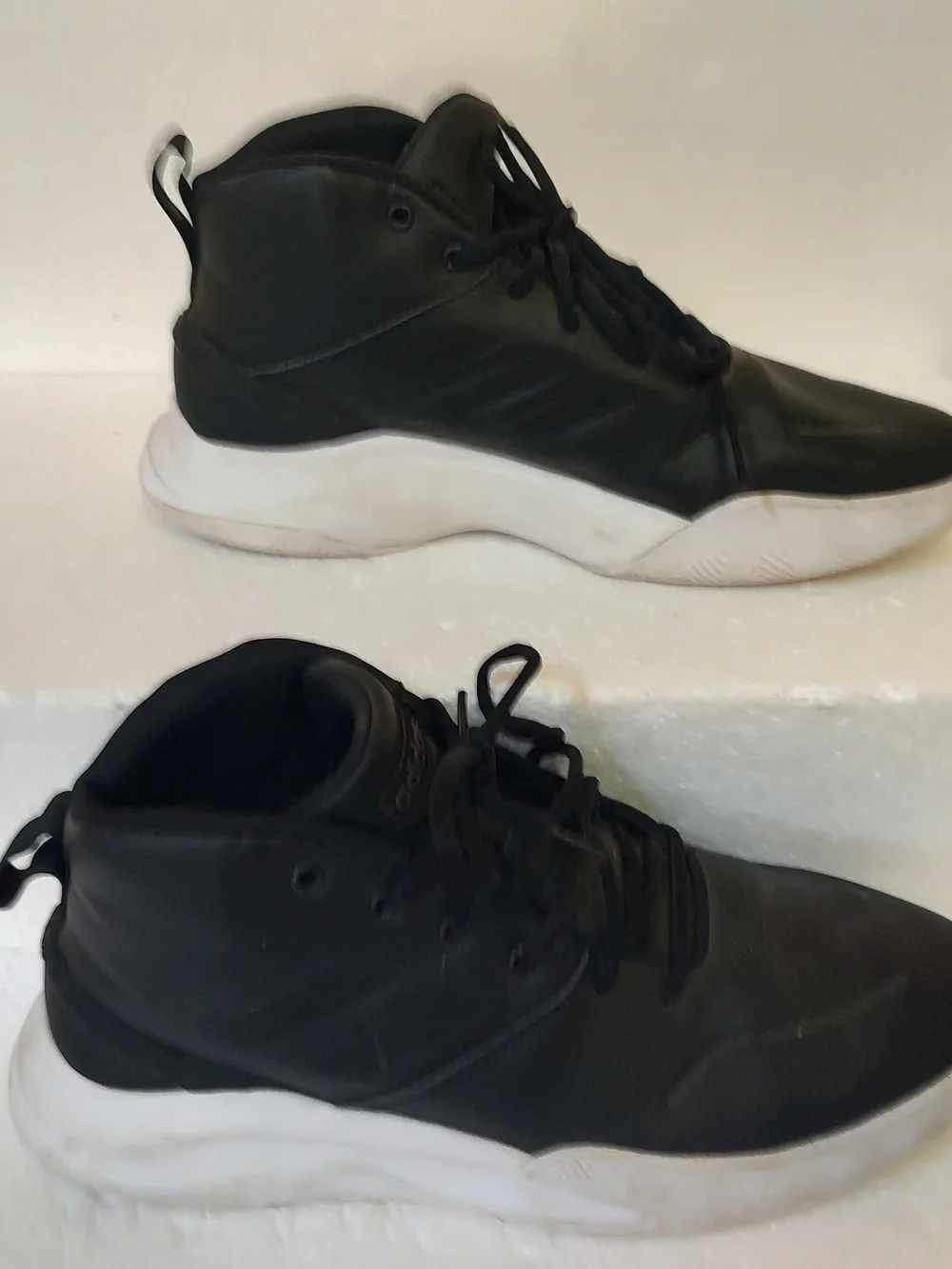 adidas Black High-Top Sneakers with White Sole 10.5